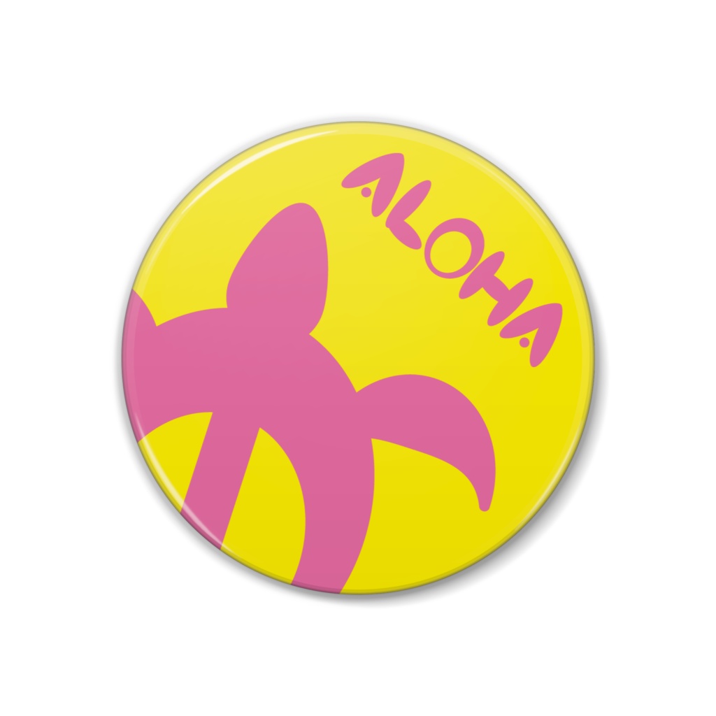 【イラスト缶バッジ】ハワイアンな缶バッジ ALOHAウミガメ003