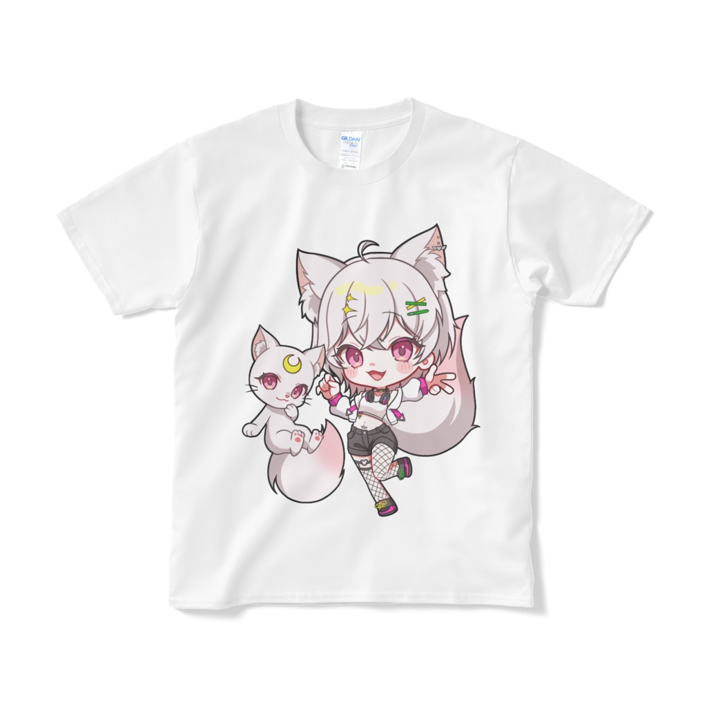 猫愛ちゃれ×すめし　Ｔシャツ 白/黒