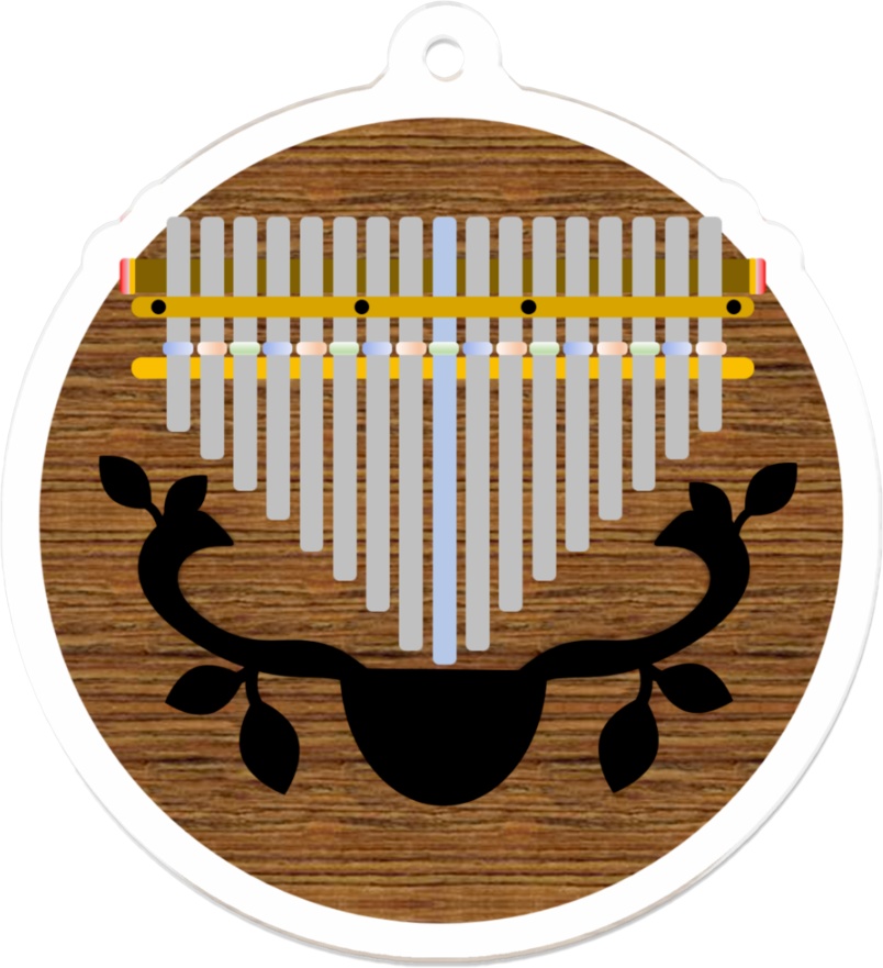 アクリルキーホルダー《にっこりカリンバ丸型リーフ》