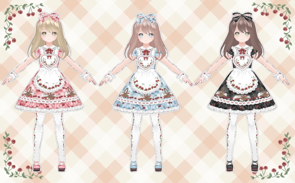 ♪ラブリーチェリーエプロンワンピ♪【VRoid用テクスチャ】