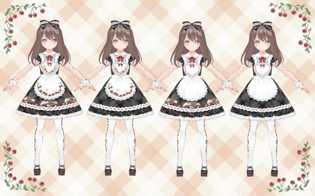 ♪ラブリーチェリーエプロンワンピ♪【VRoid用テクスチャ】