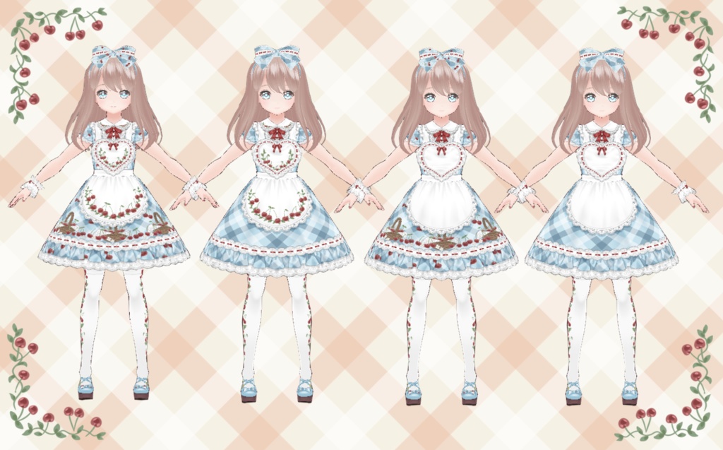 ♪ラブリーチェリーエプロンワンピ♪【VRoid用テクスチャ】