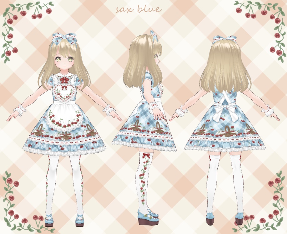 ♪ラブリーチェリーエプロンワンピ♪【VRoid用テクスチャ】