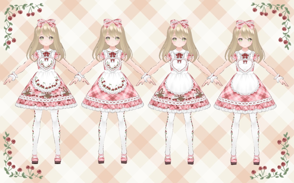 ♪ラブリーチェリーエプロンワンピ♪【VRoid用テクスチャ】