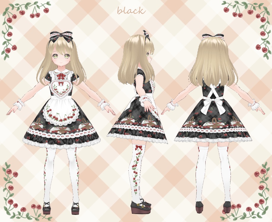 ♪ラブリーチェリーエプロンワンピ♪【VRoid用テクスチャ】