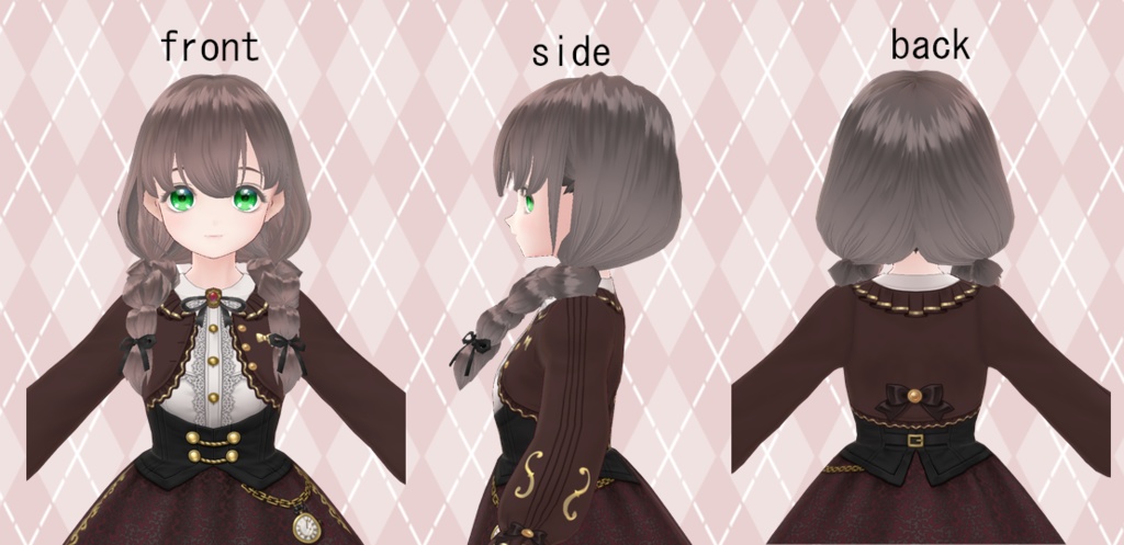 ♪VRoid用ヘアプリセット ゆるみつあみ♪