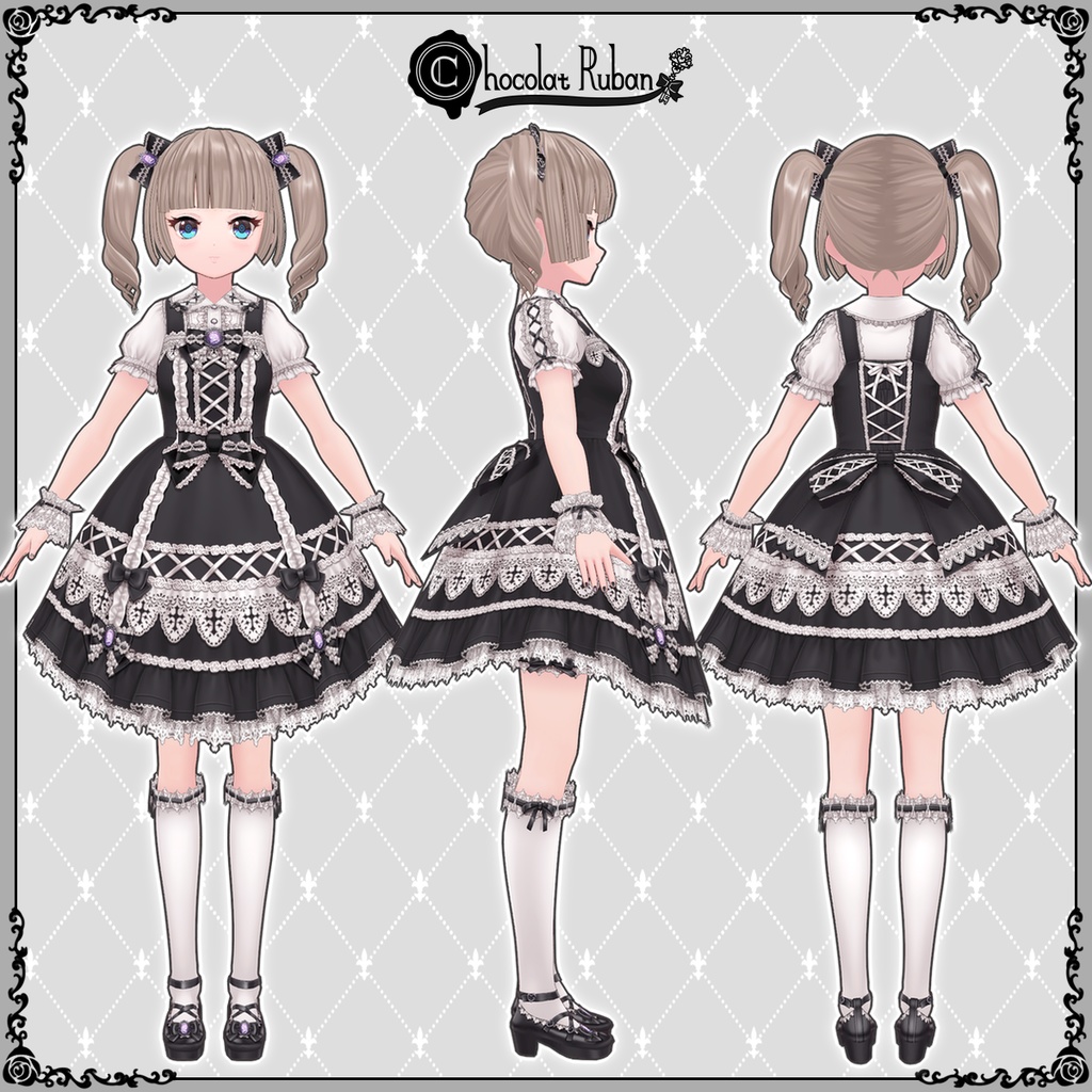 ◆クロスリボンJSKコーデセット◆【VRoid用テクスチャセット】