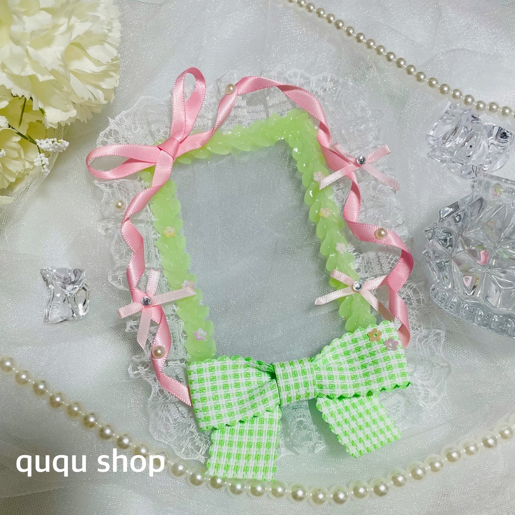 【B8/硬質ケースデコ】ハンドメイド-Green × pink -