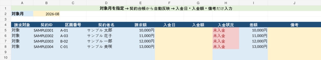 小規模月極駐車場オーナー向け|契約・入金管理Excel