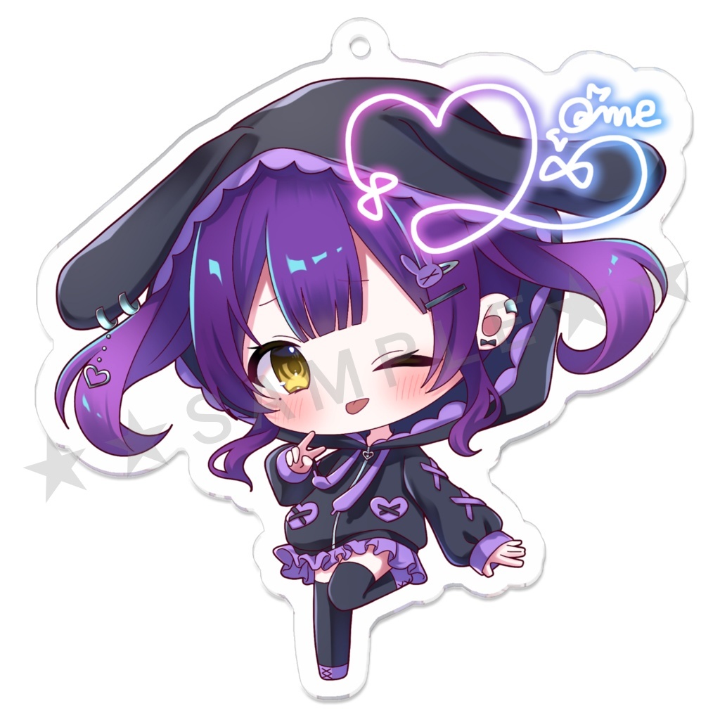 ルゥルゥ・アメイシア アクリルキーホルダー(黒/舌出し)