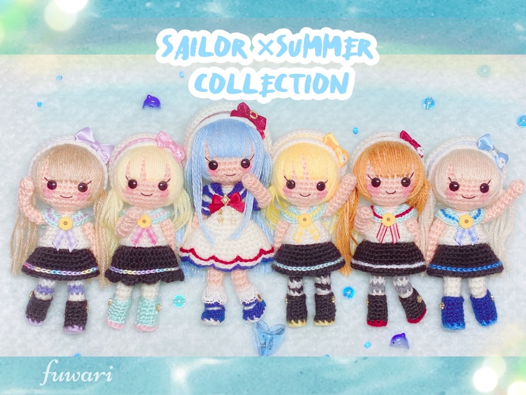 🇫🇷夏セーラー服の女の子(通常サイズ村人さん)  &カモメポシェット