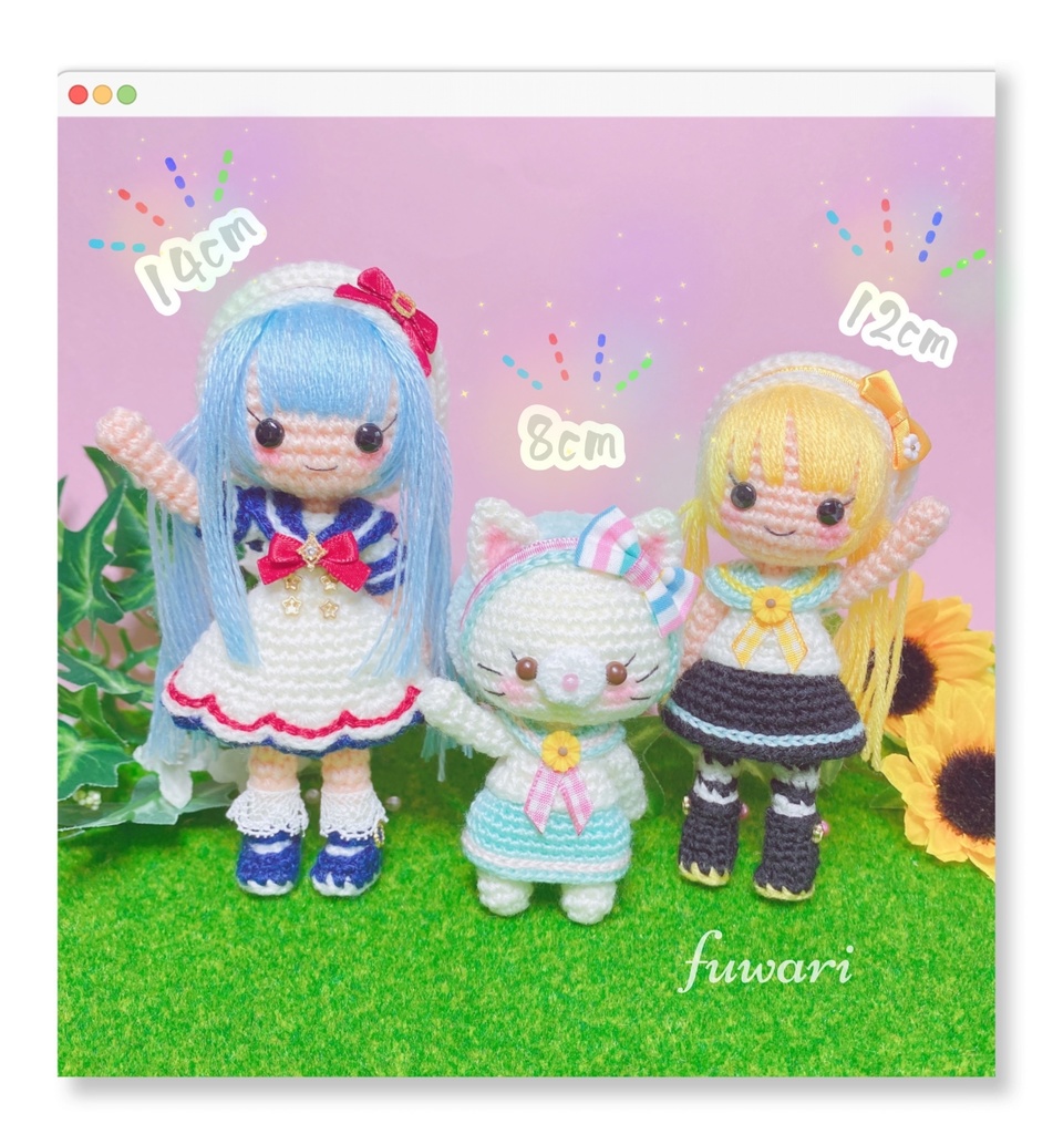 🇫🇷夏セーラー服の女の子(通常サイズ村人さん)  &カモメポシェット