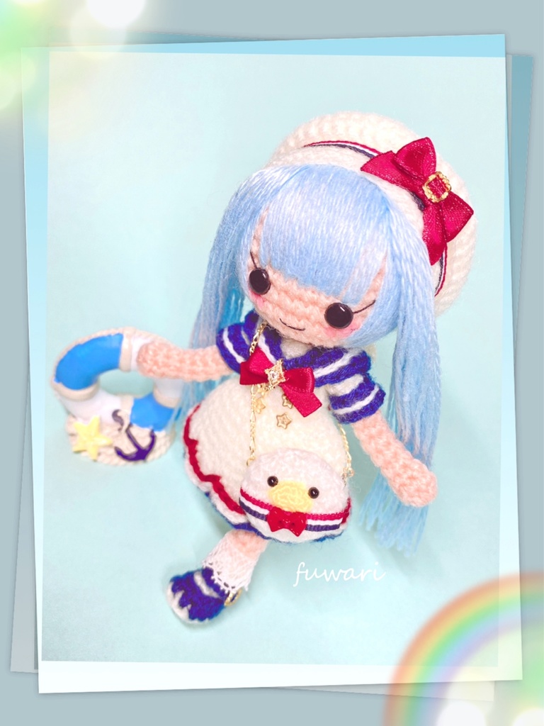 🇫🇷夏セーラー服の女の子(通常サイズ村人さん)  &カモメポシェット