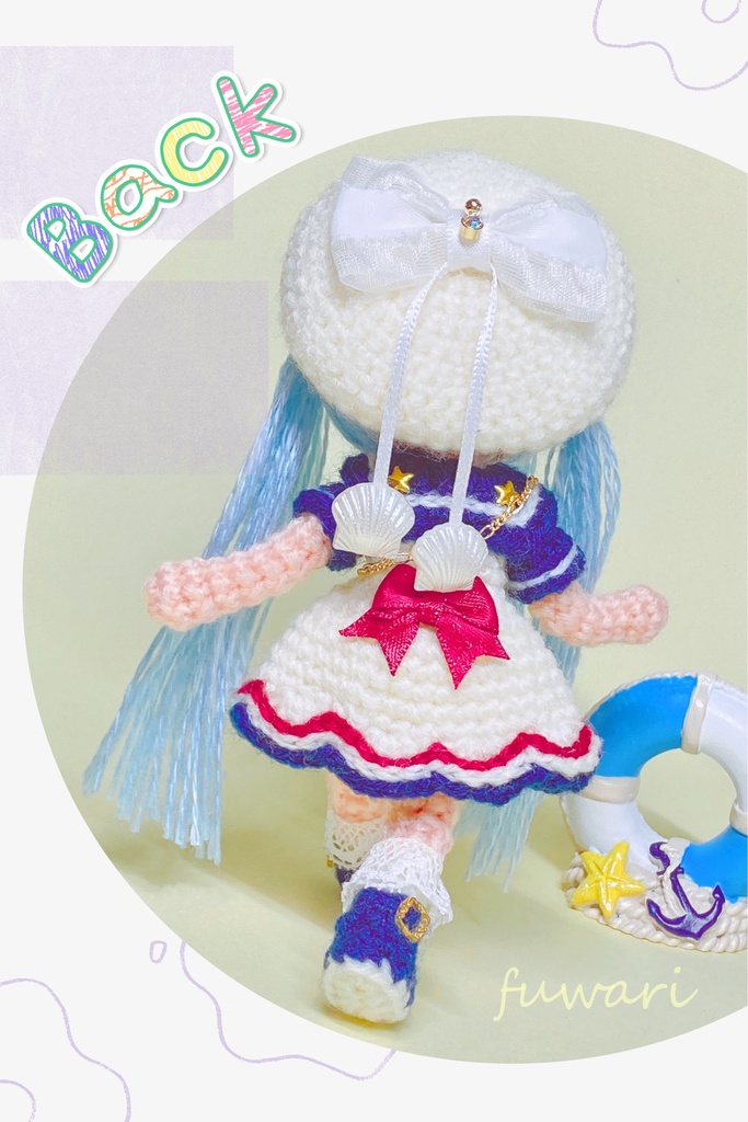 🇫🇷夏セーラー服の女の子(通常サイズ村人さん)  &カモメポシェット