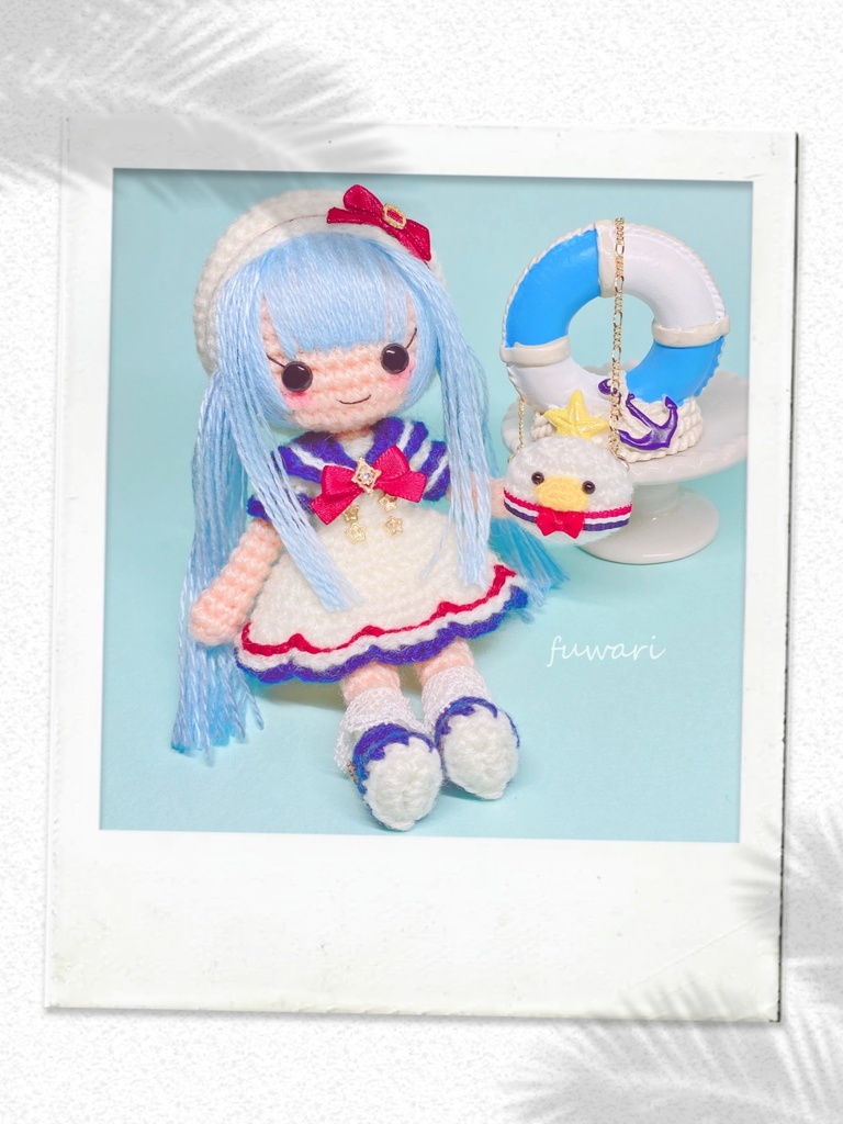 🇫🇷夏セーラー服の女の子(通常サイズ村人さん)  &カモメポシェット