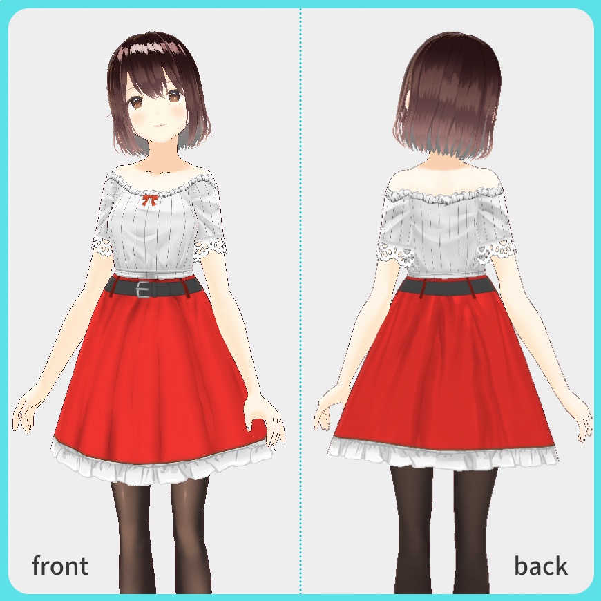 【VRoidテクスチャ】オフショルブラウスコーデ 全5色 / Off the Shoulder Tops