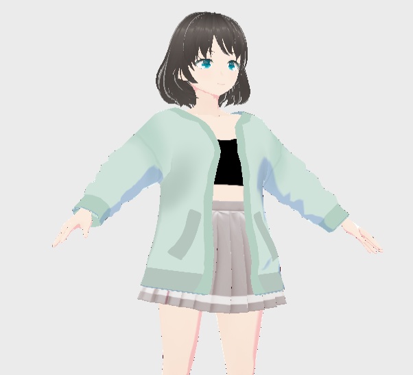Messy Green Cardigan (Vroid)
