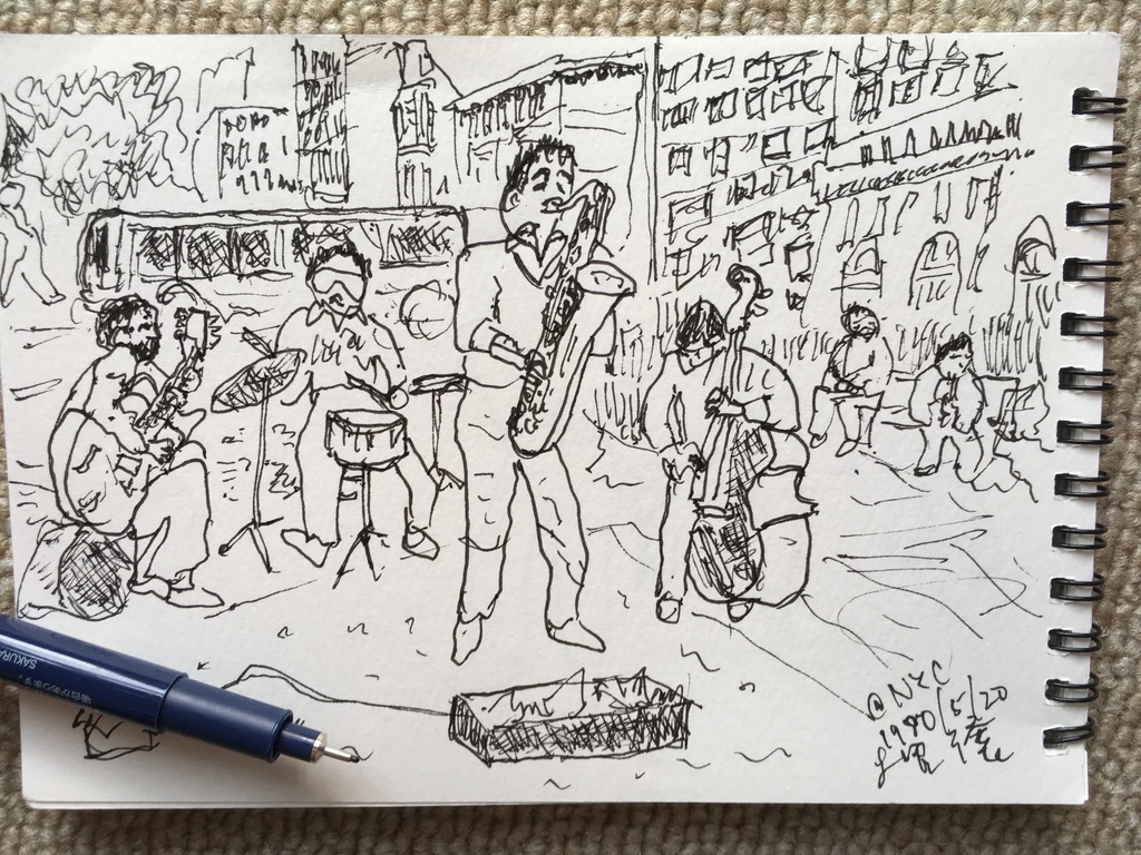 マンハッタンのストリートミュージシャン。