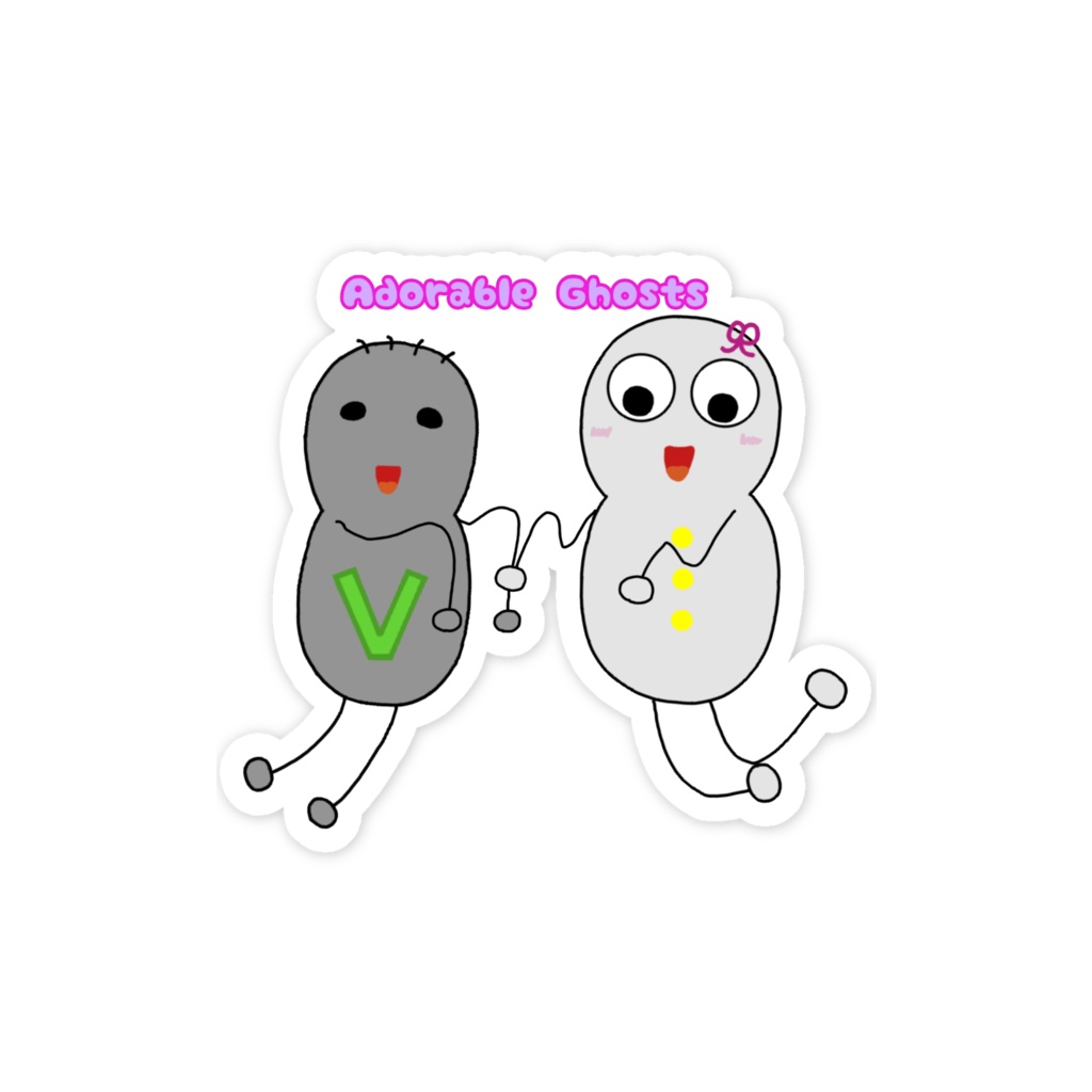 かわいいオバケスマホステッカー(しぃちゃん&ヴィー君)