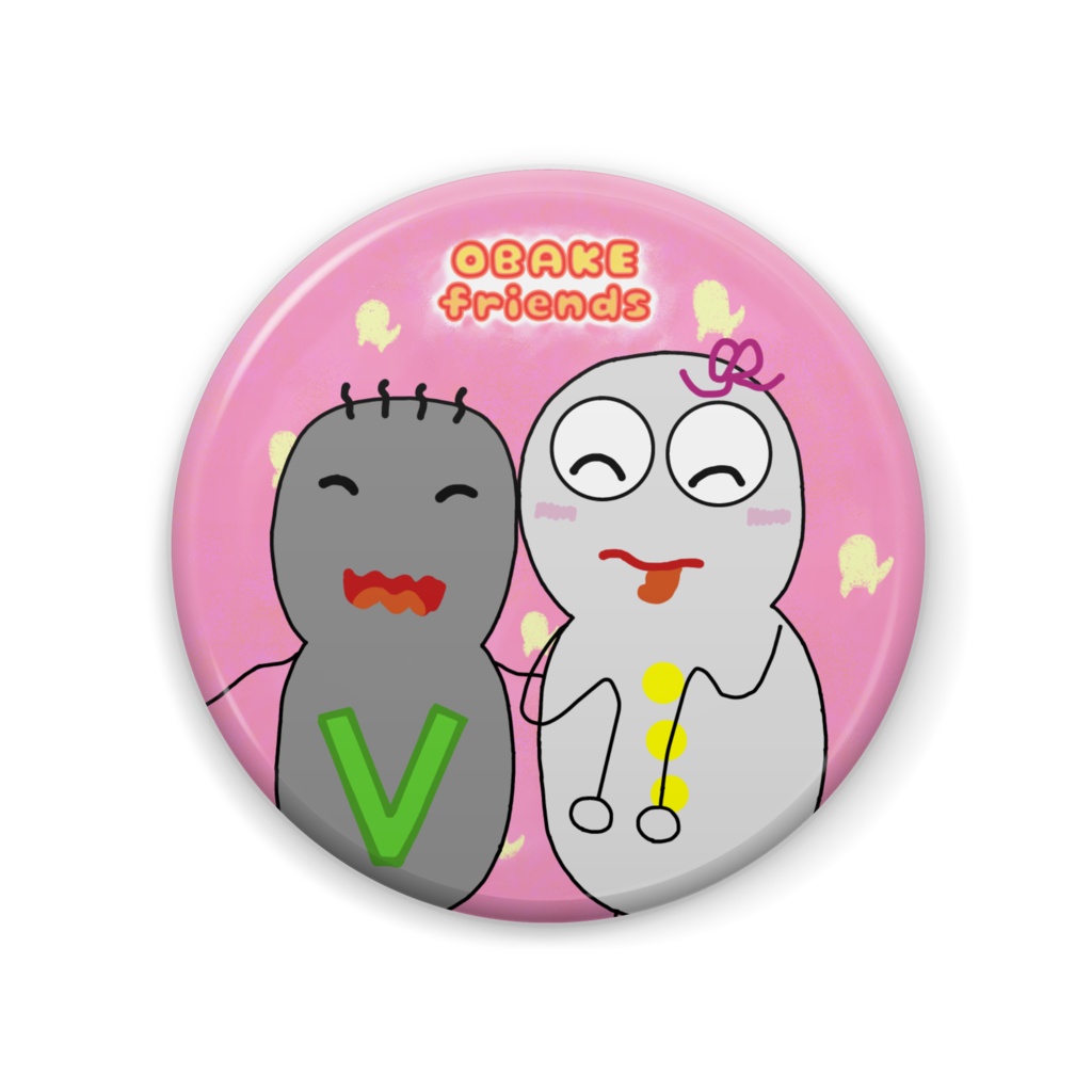 オバケふれんず缶バッジ（ヴィーくんとしぃちゃん）