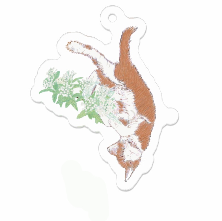 猫と小手鞠 キーホルダー