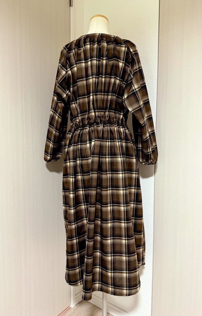 チェックギャザーワンピース