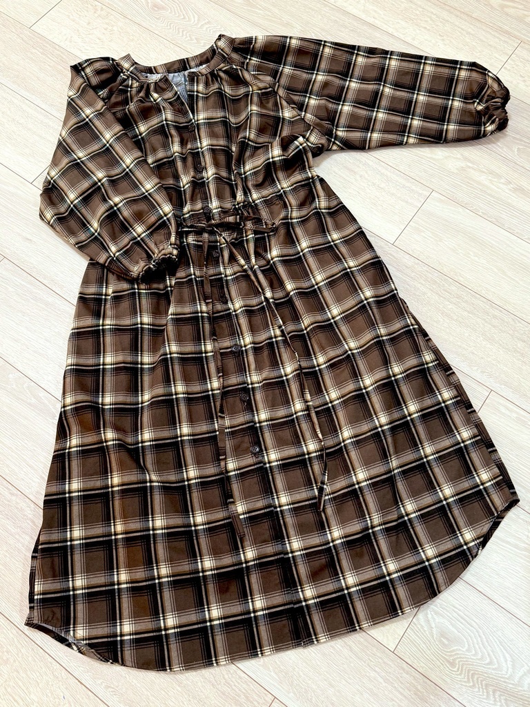 チェックギャザーワンピース