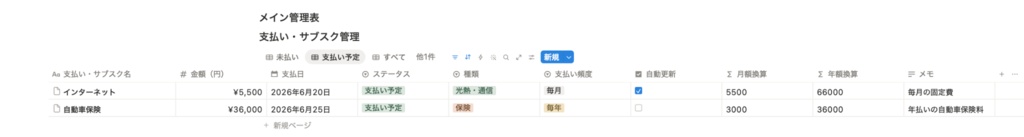 サブスク管理プランナー – Notion Template