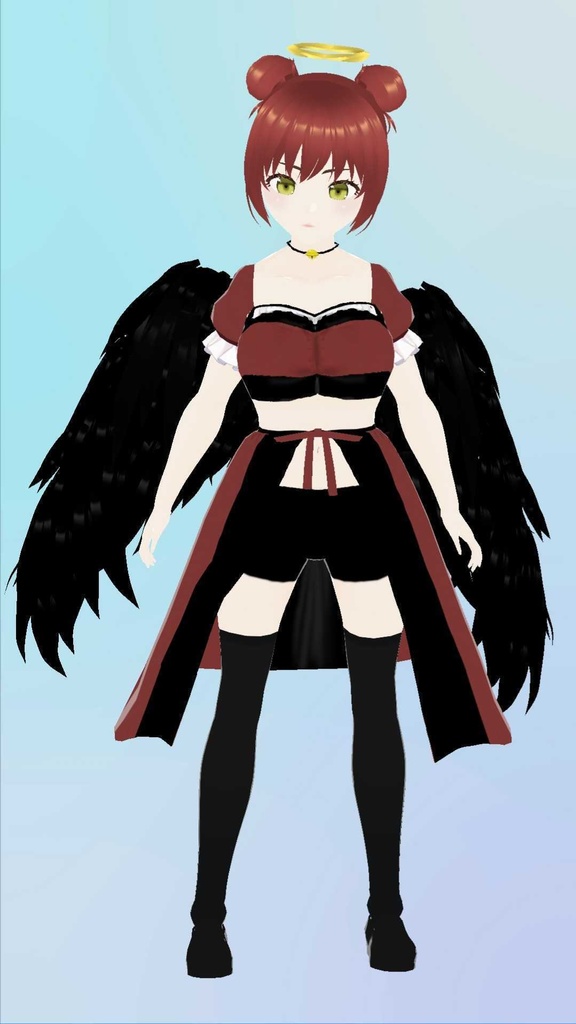 vroid用 天使堕天使の羽、輪セット