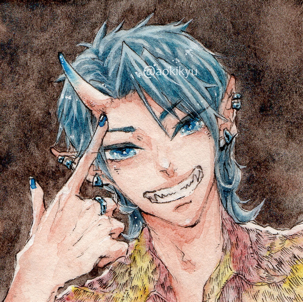 ミニ原画『反社半妖-貴島 アオイ-』