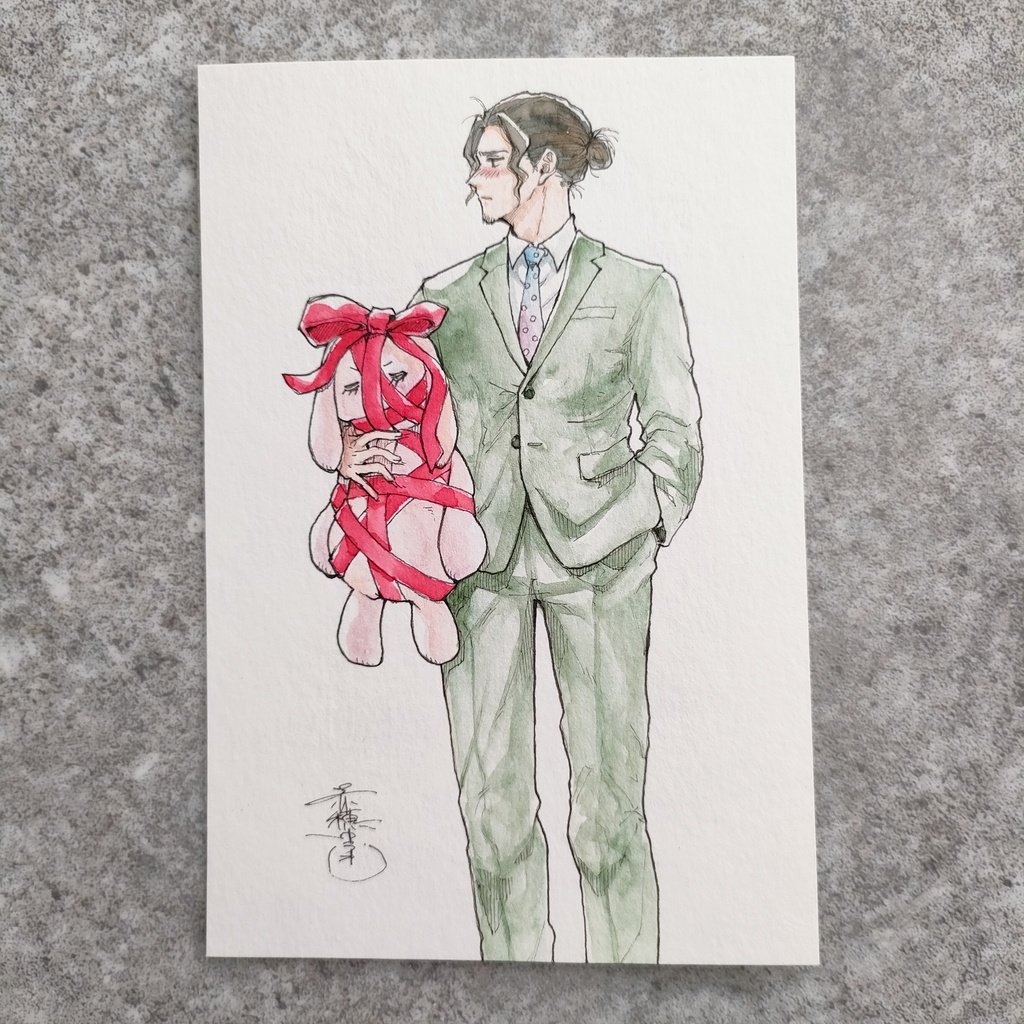 【ポストカード原画】『不器用なプレゼント』