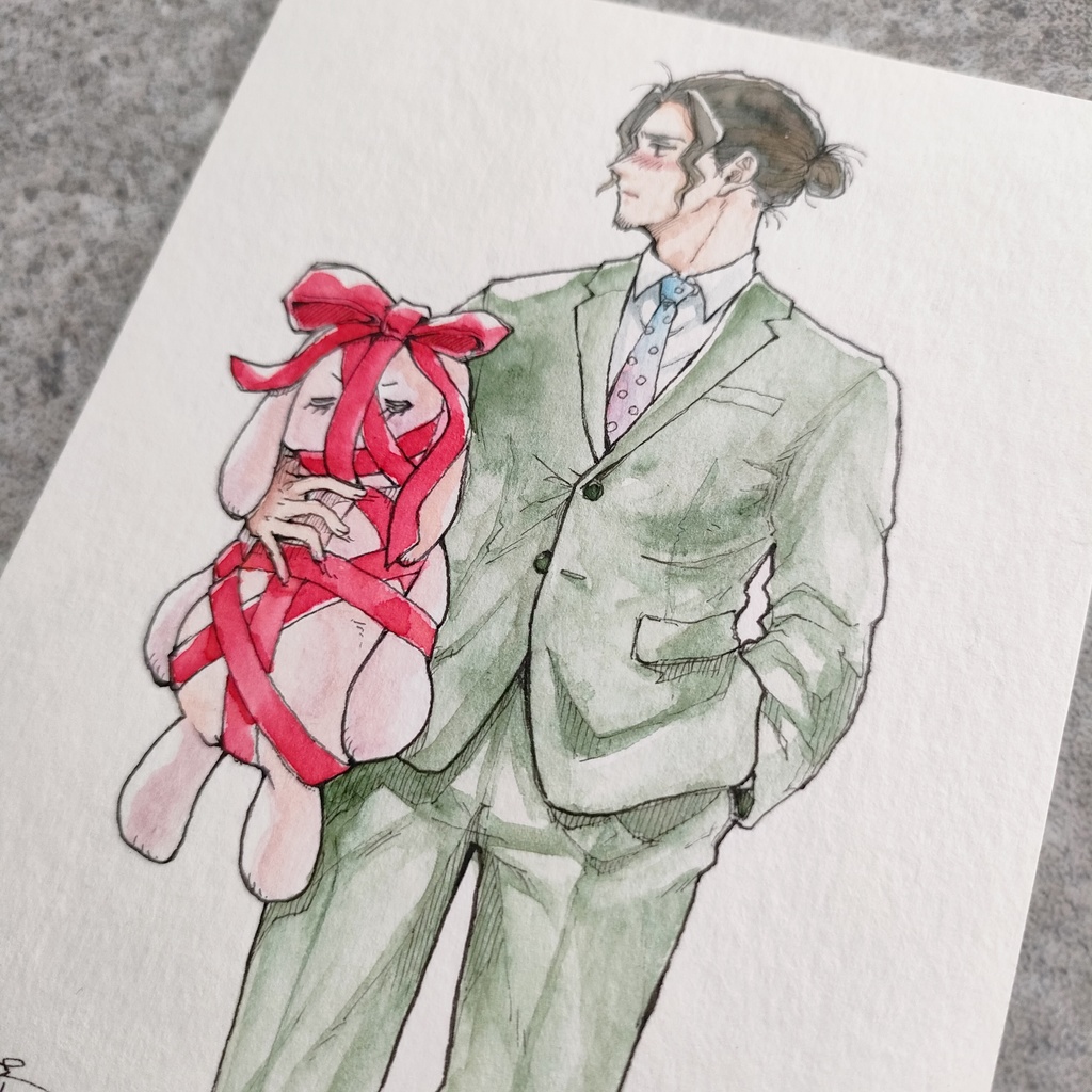 【ポストカード原画】『不器用なプレゼント』