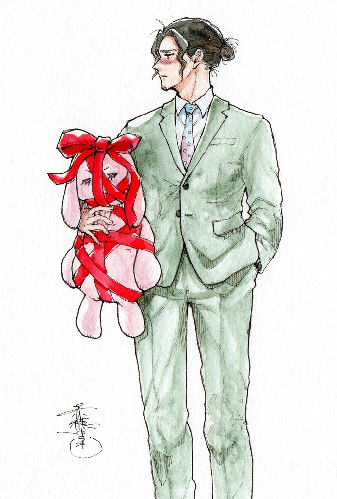 【ポストカード原画】『不器用なプレゼント』