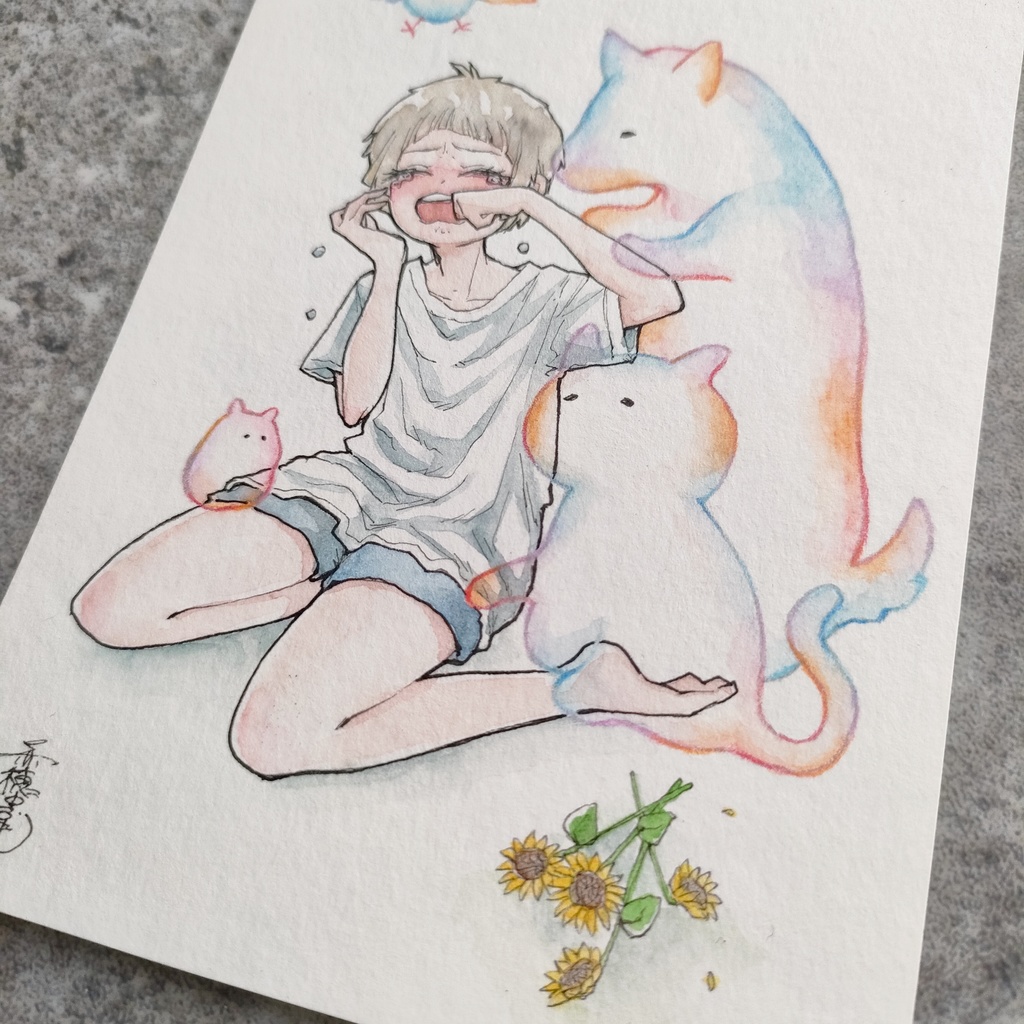 【ポストカード原画】『そばにいるよ』