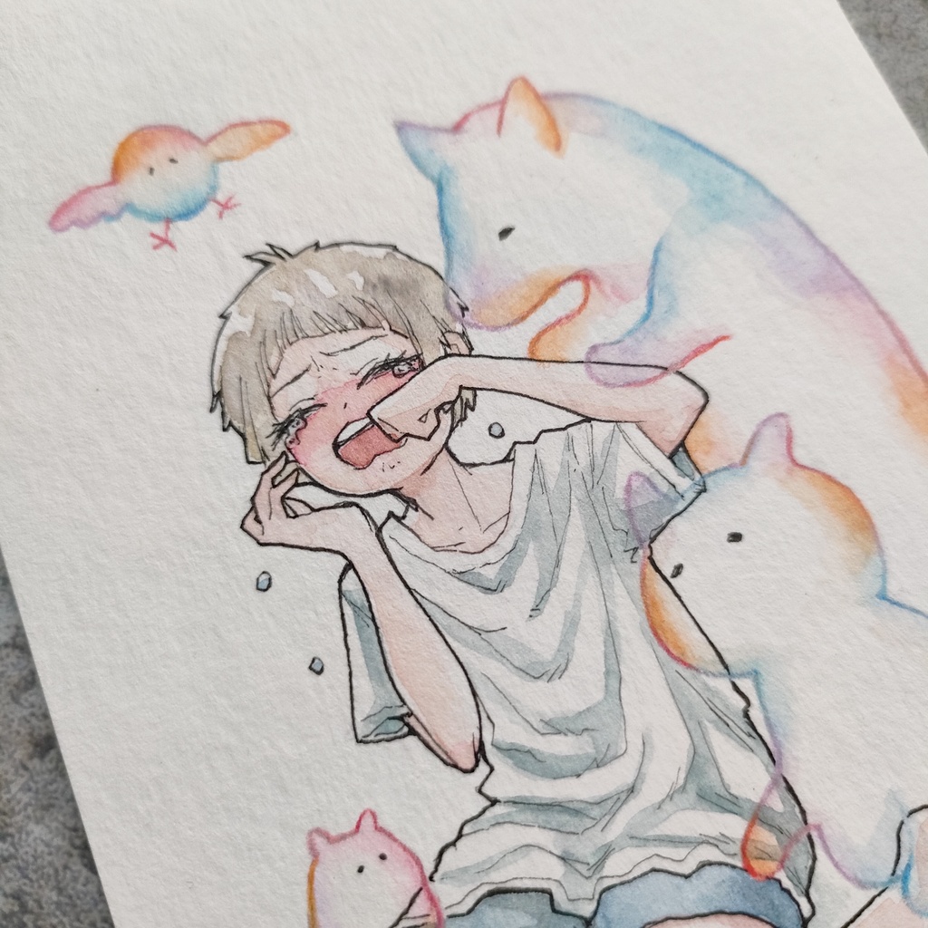 【ポストカード原画】『そばにいるよ』