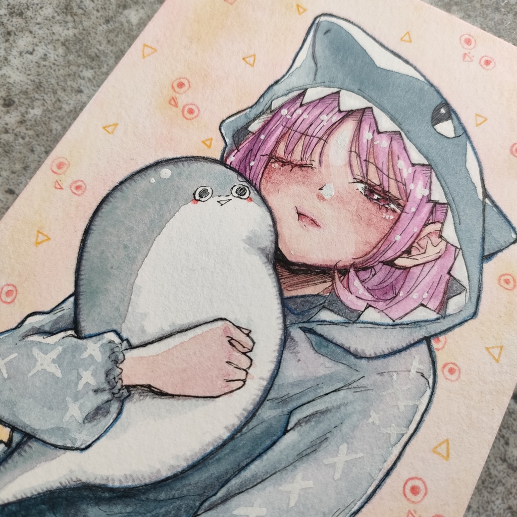 【ポストカード原画】『サメとピス』