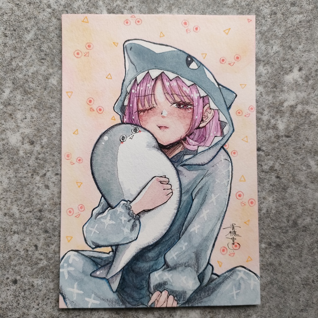 【ポストカード原画】『サメとピス』