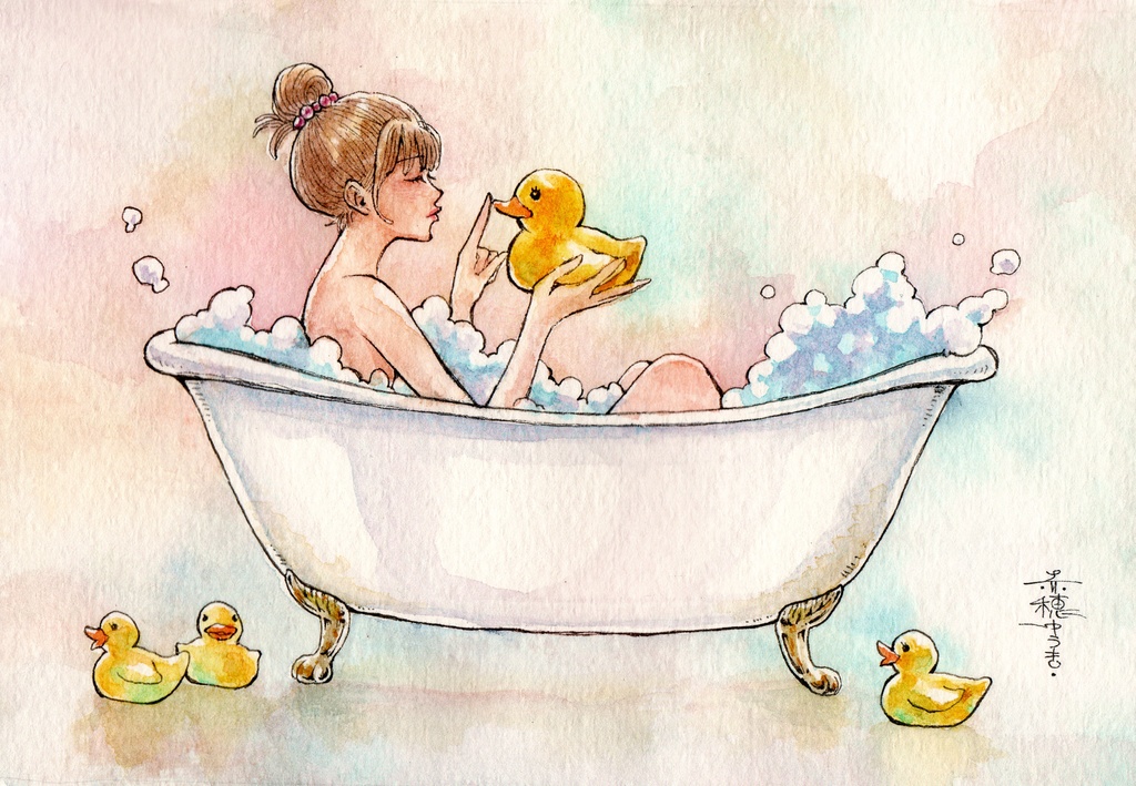 【ポストカード原画】『Kiss me, duck.』