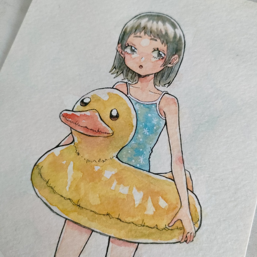 【ポストカード原画】『ニイナのアヒルボート』