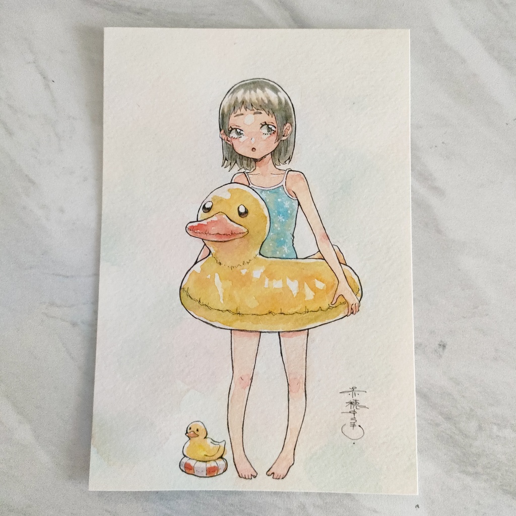 【ポストカード原画】『ニイナのアヒルボート』