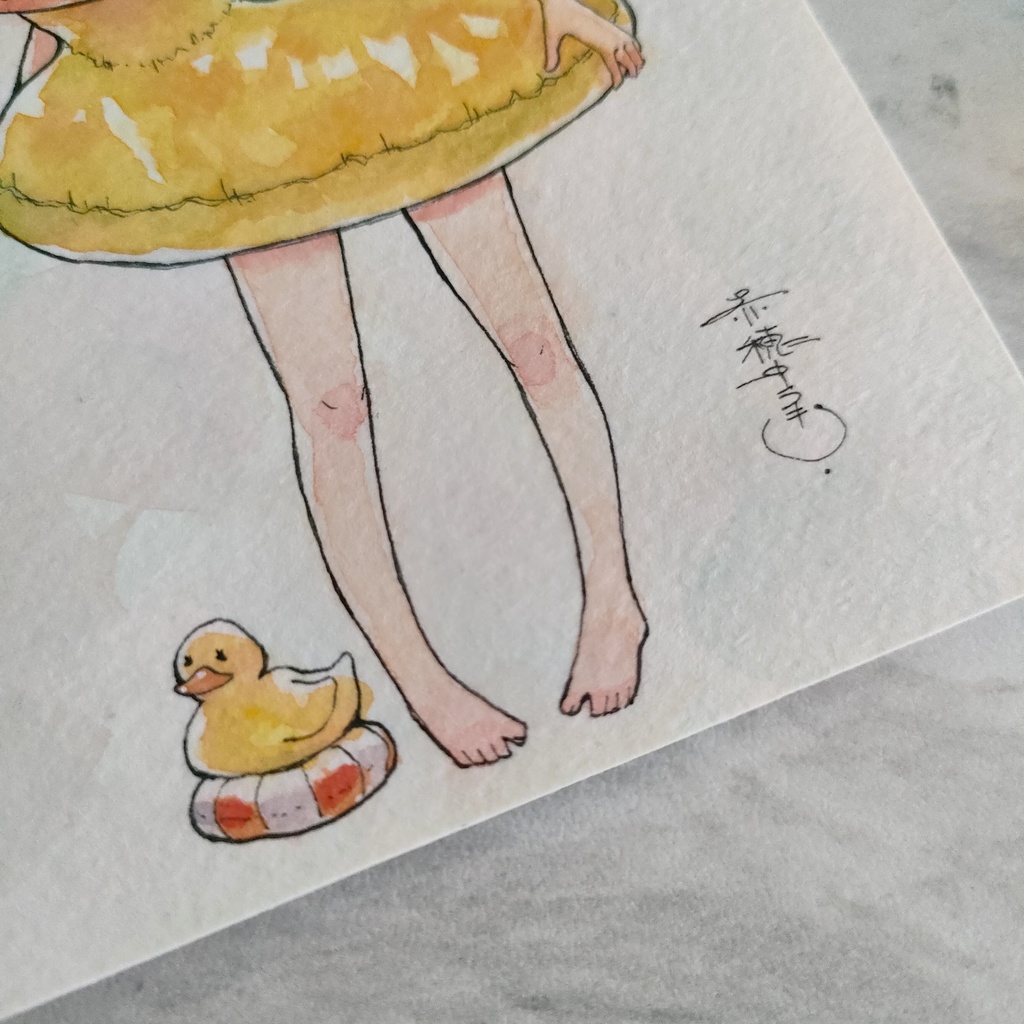 【ポストカード原画】『ニイナのアヒルボート』