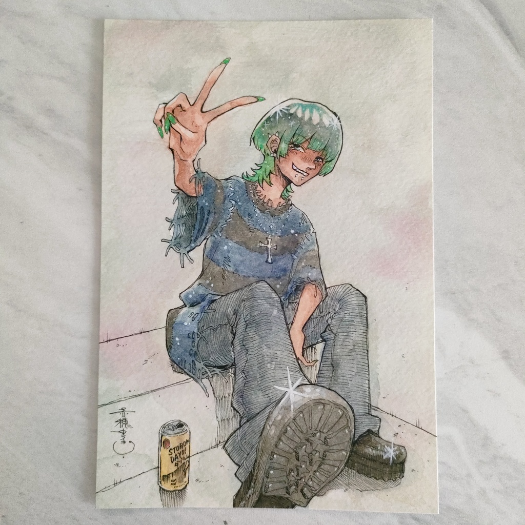 【ポストカード原画】『まー楽しけりゃいーや!』