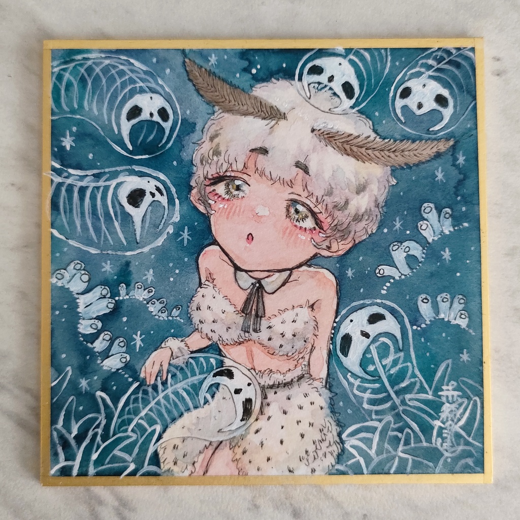 【豆色紙】『ガイコツホヤとウミウサギ-ふわこ』