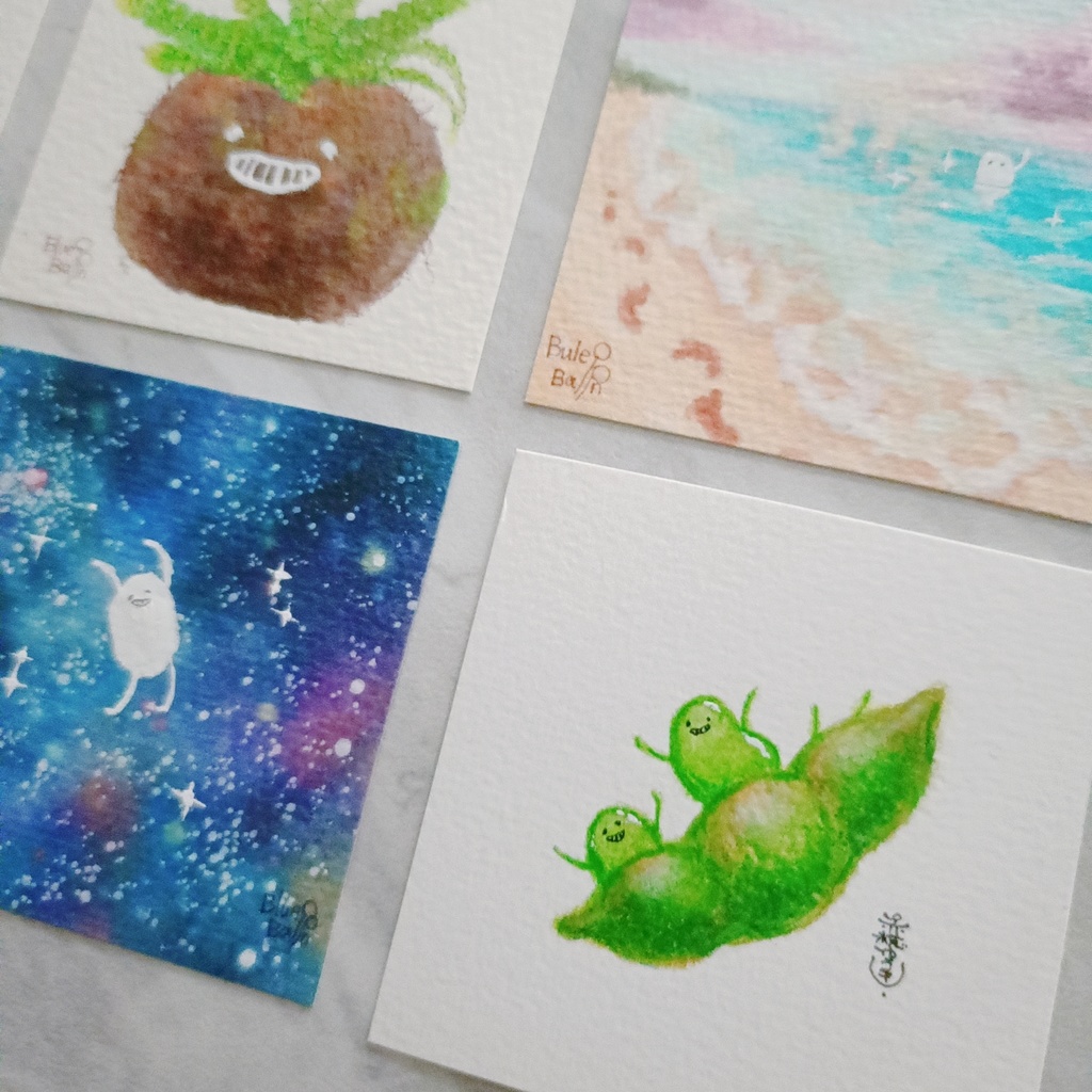 【ミニ原画】コピック白豆ズ(額縁別)