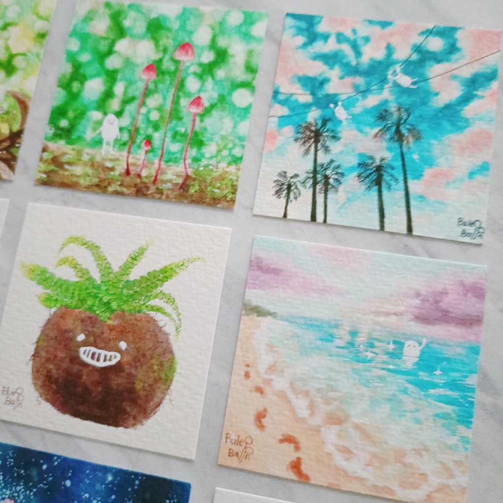 【ミニ原画】コピック白豆ズ(額縁別)