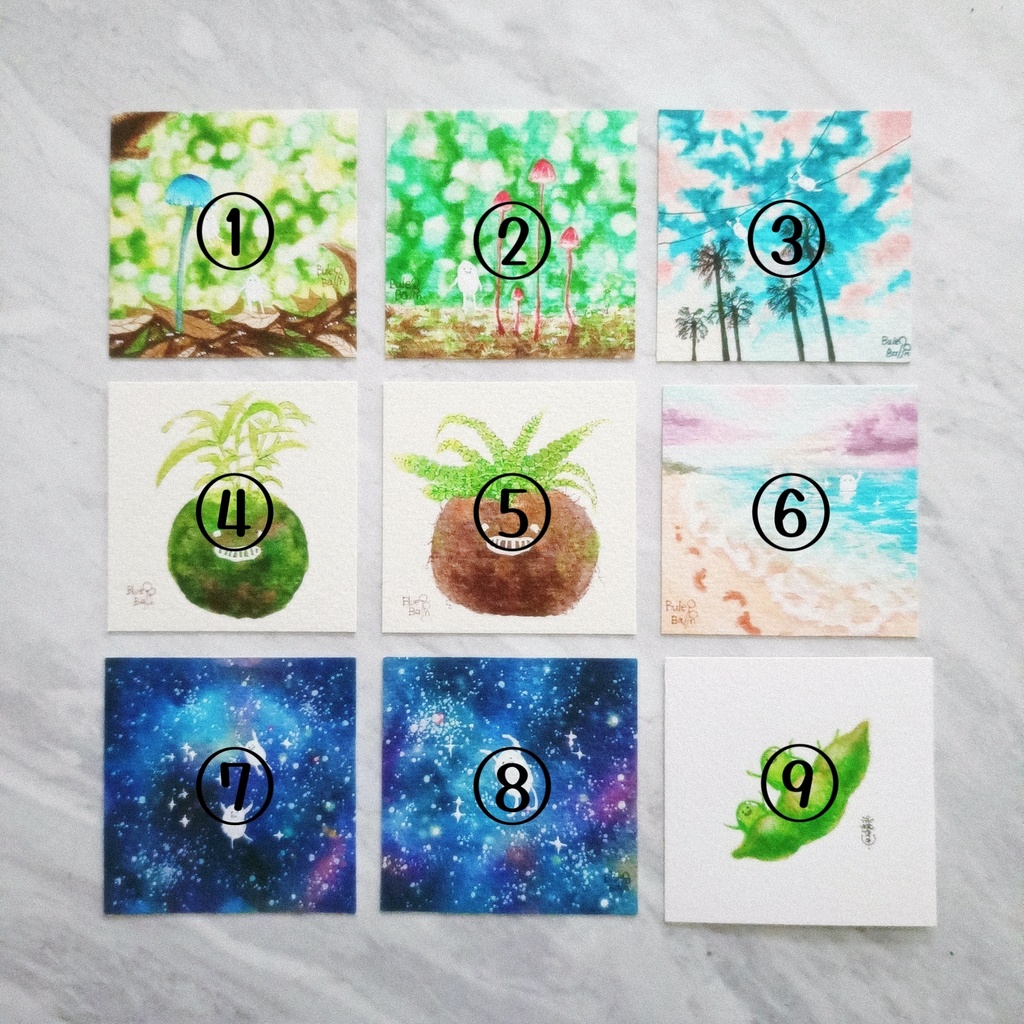 【ミニ原画】コピック白豆ズ(額縁別)