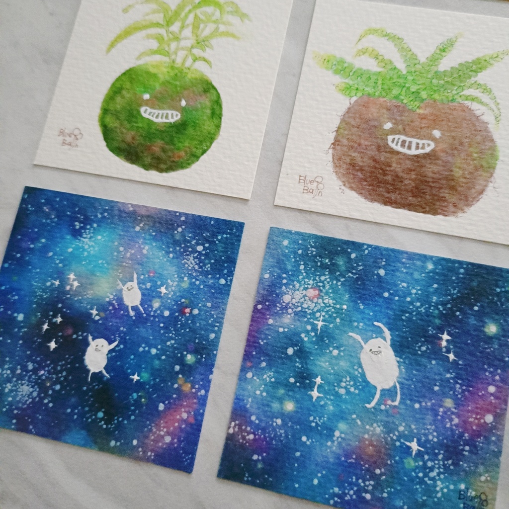 【ミニ原画】コピック白豆ズ(額縁別)