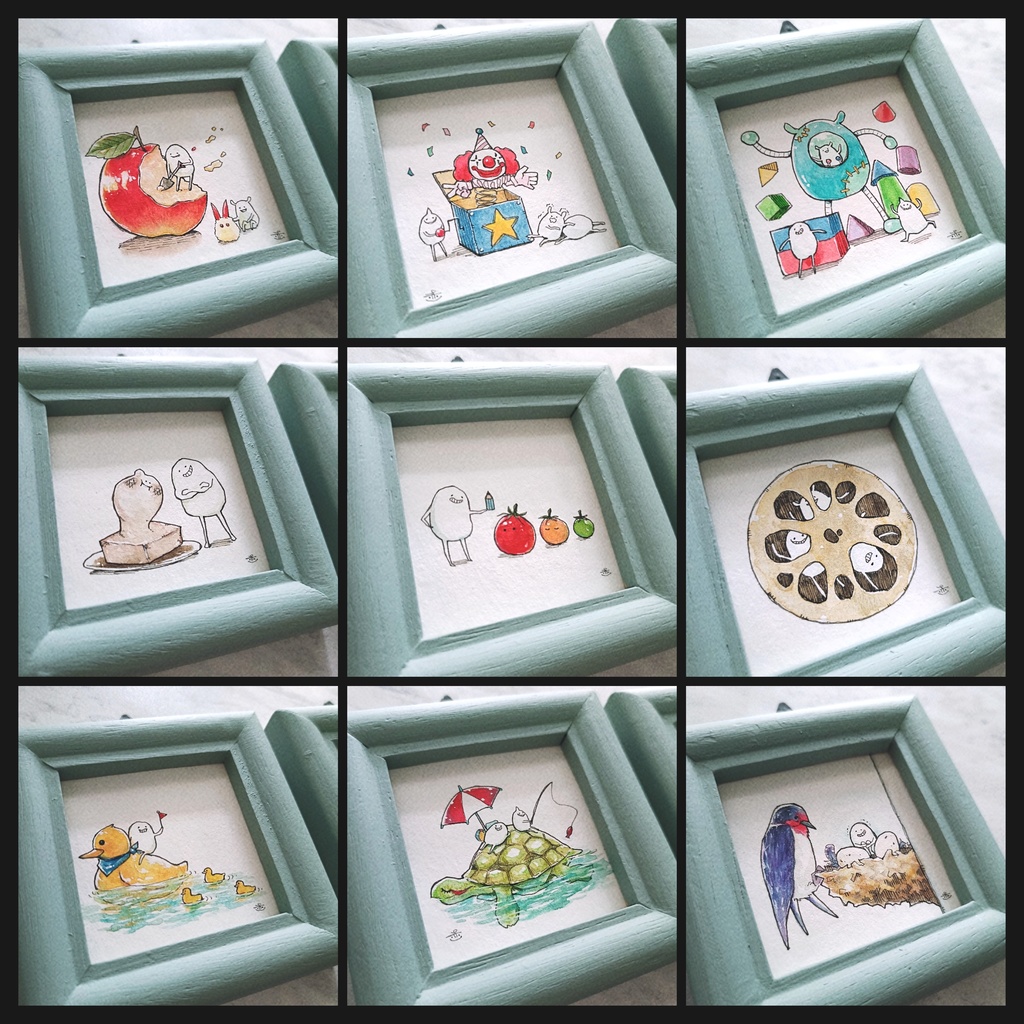 【ミニ原画】しろまめくんとなかまたち