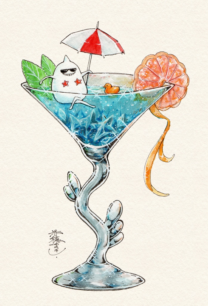 【ポストカード原画】しろつののカクテル