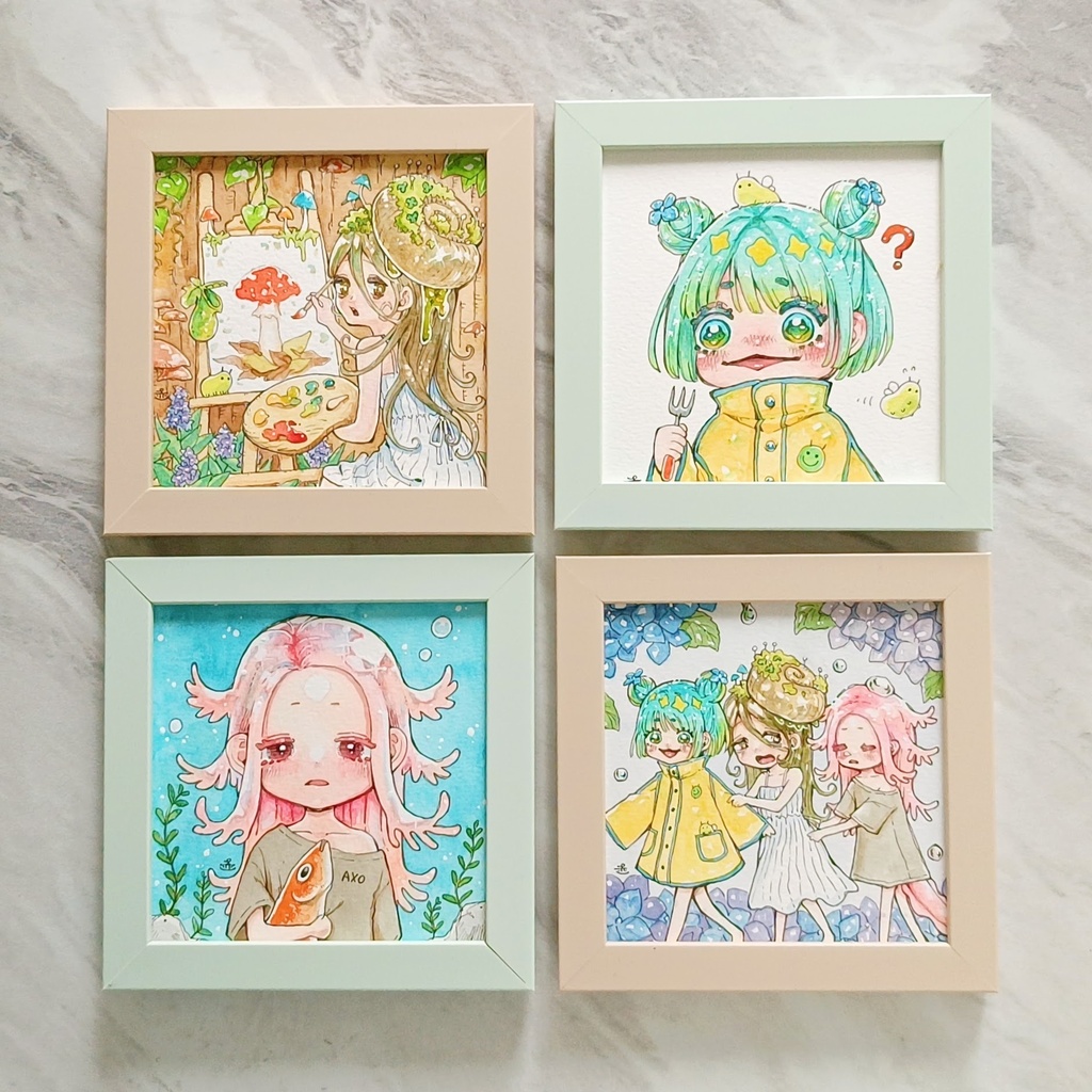 【額装原画】しっとりフレンズと梅雨さんぽ シリーズ